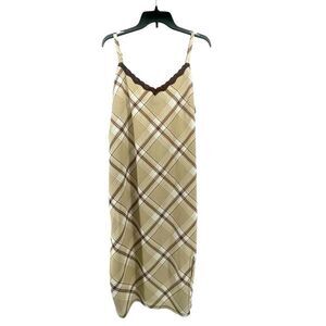 Almost Famous Plus Size 3X Plaid Sleeveless Midi Dress Brown Cream Casual Trendy